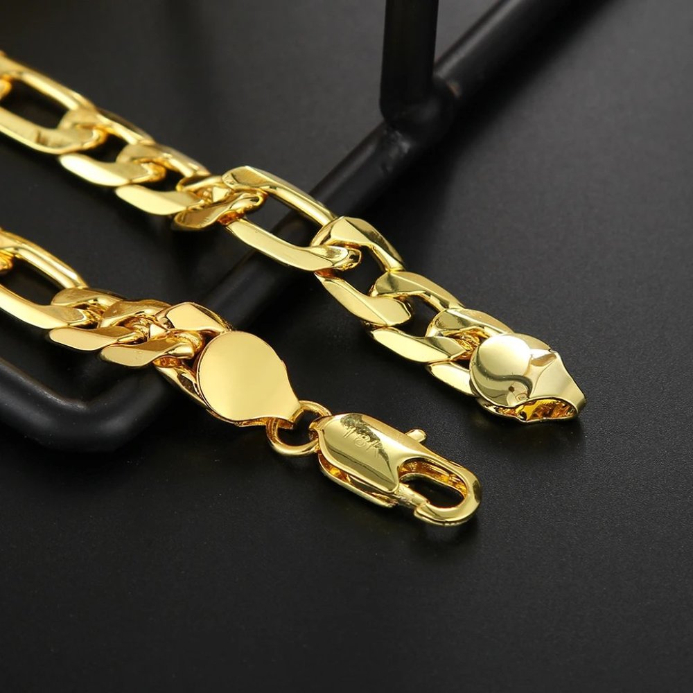 20 Inch Figaro Necklace 8mm Wide 18K Yellow Gold - Picture 3 of 9
